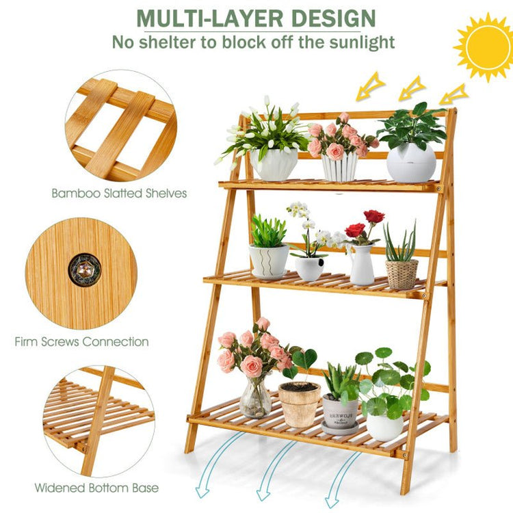 3-Tier Foldable Bamboo Plant Stand - Simply Sorted