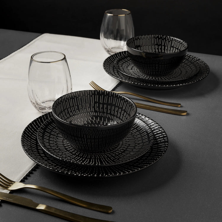 Upgrade your dining experience with the Thyme & Table Maddox 12-Piece Stoneware Dinnerware Set! 🍽️✨