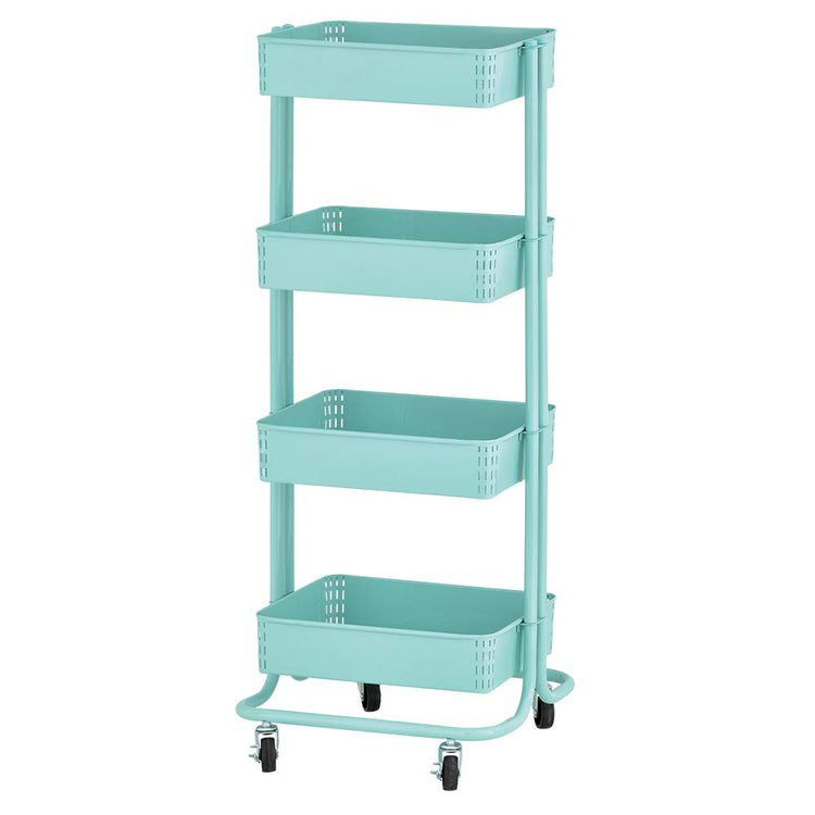 4-Tier Metal Rolling Utility Storage Cart, Multipurpose Organization, Multipurpose Organization, Teal