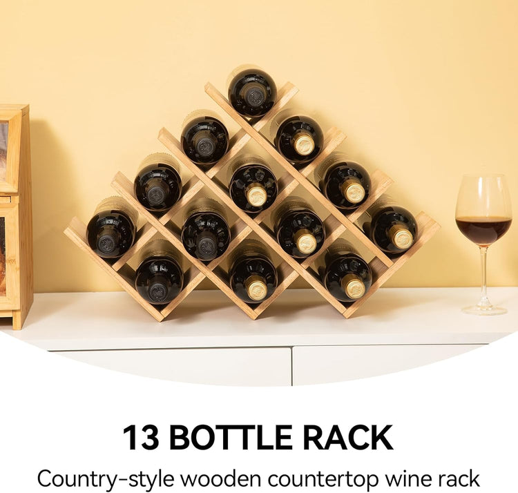 13-Bottle Wooden Wine Rack - Simply Sorted