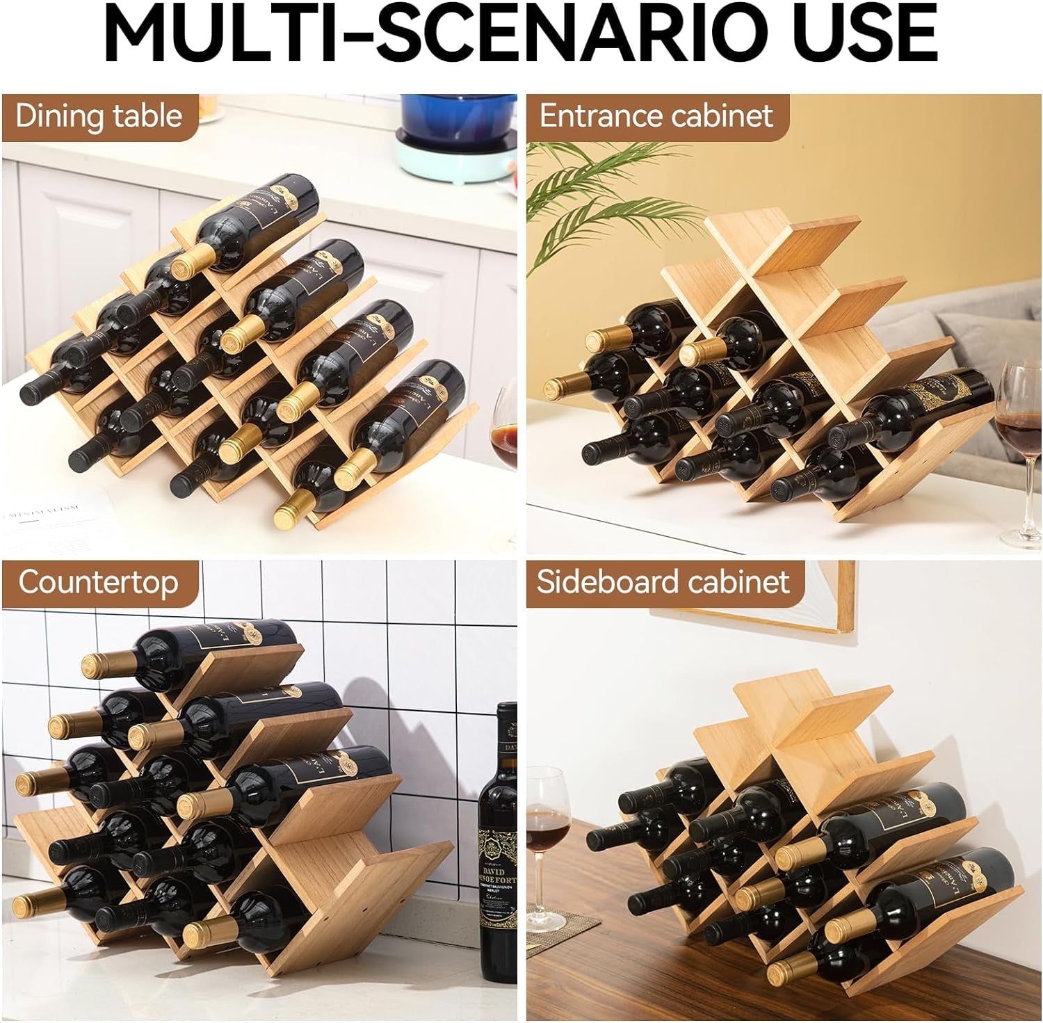 13-Bottle Wooden Wine Rack - Simply Sorted