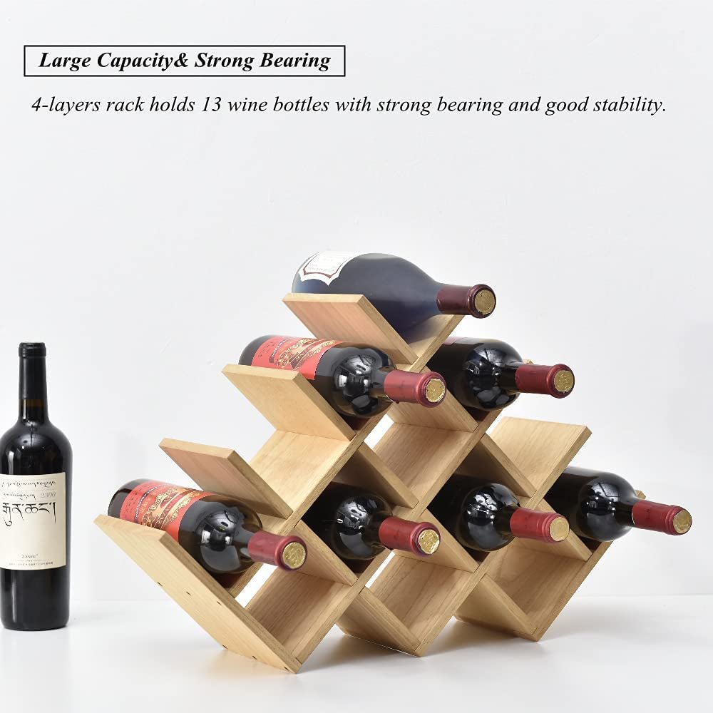 13-Bottle Wooden Wine Rack - Simply Sorted
