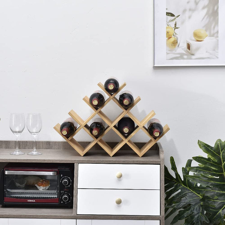 13-Bottle Wooden Wine Rack - Simply Sorted