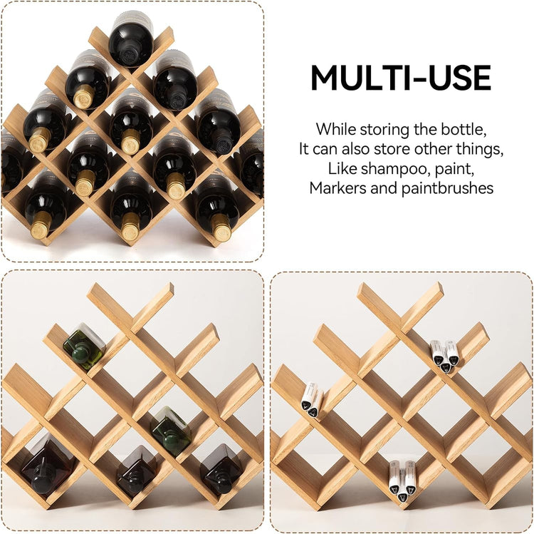 13-Bottle Wooden Wine Rack - Simply Sorted