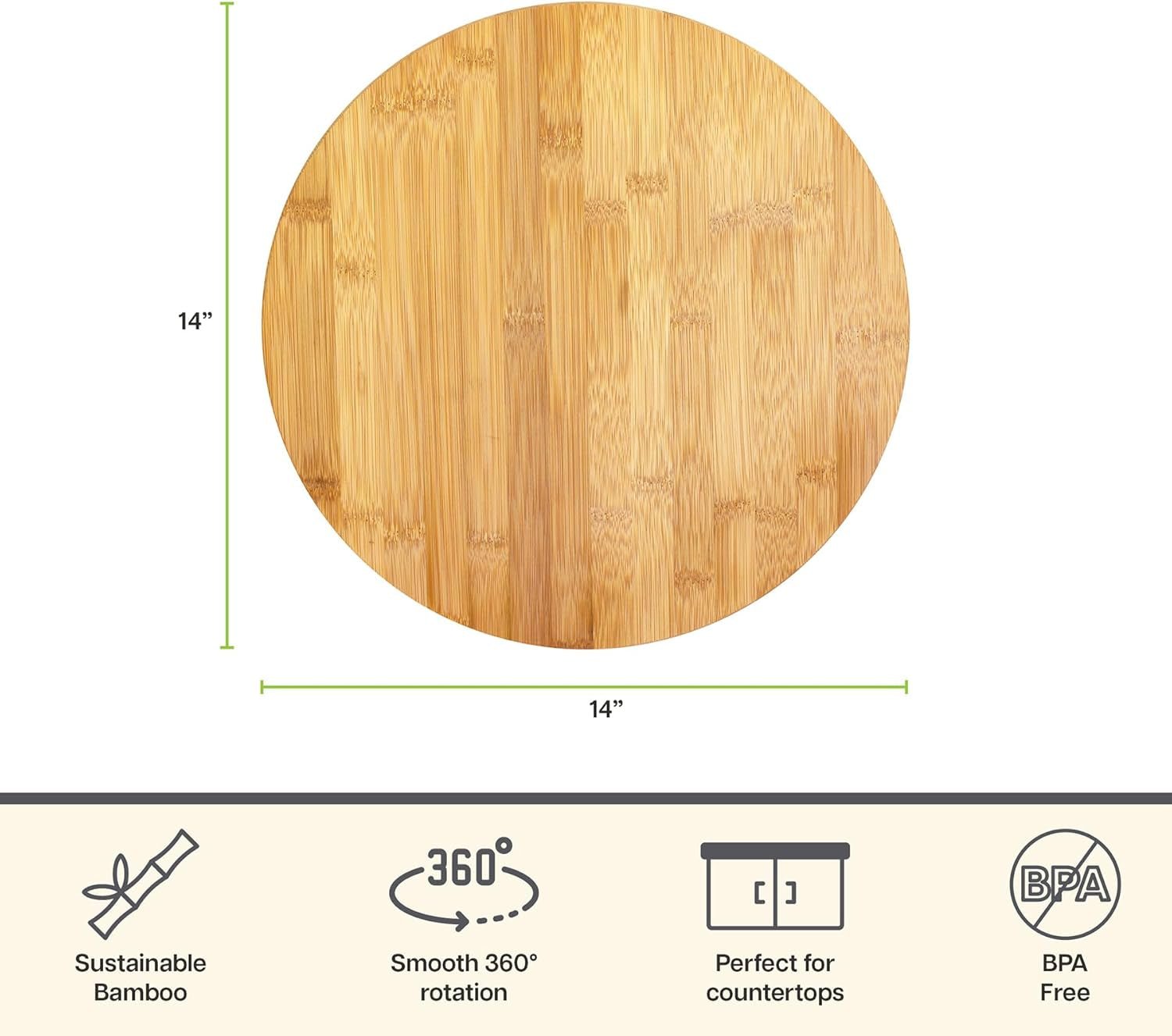 14" Bamboo Lazy Susan Turntable - Simply Sorted