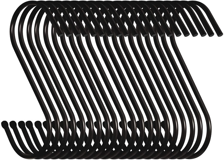 10-Pack 3.5-Inch Heavy-Duty Black S Hooks for Plants, Outdoor Use, and Large Hangers