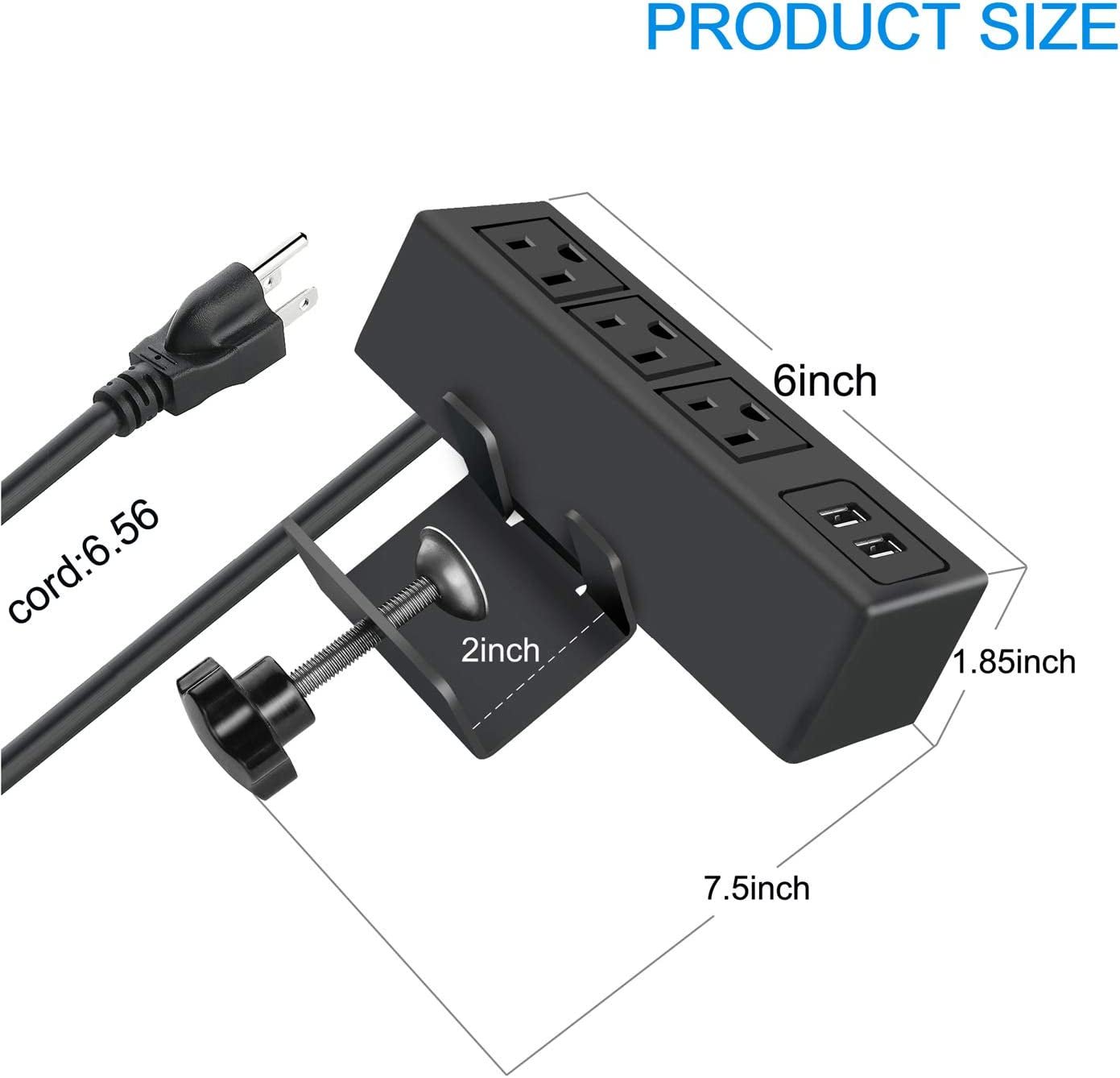 3-Outlet Desk Clamp Power Strip with USB Charging - Simply Sorted