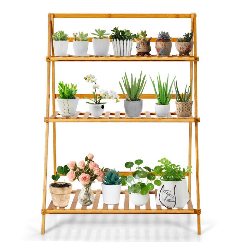 3-Tier Foldable Bamboo Plant Stand - Simply Sorted