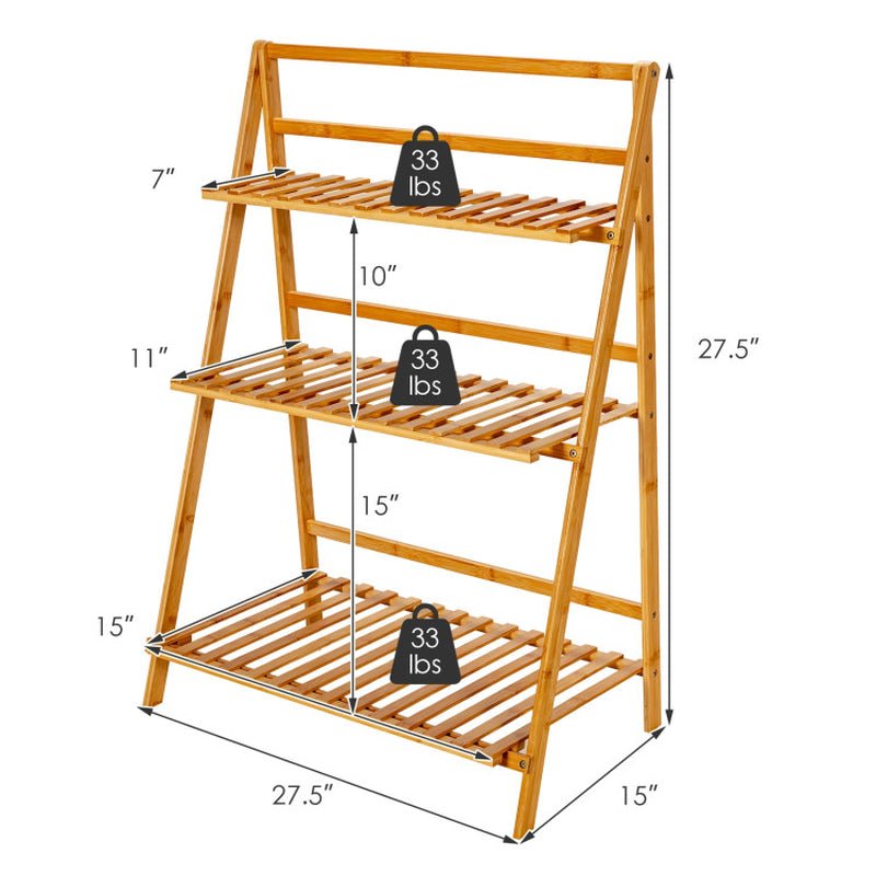 3-Tier Foldable Bamboo Plant Stand - Simply Sorted
