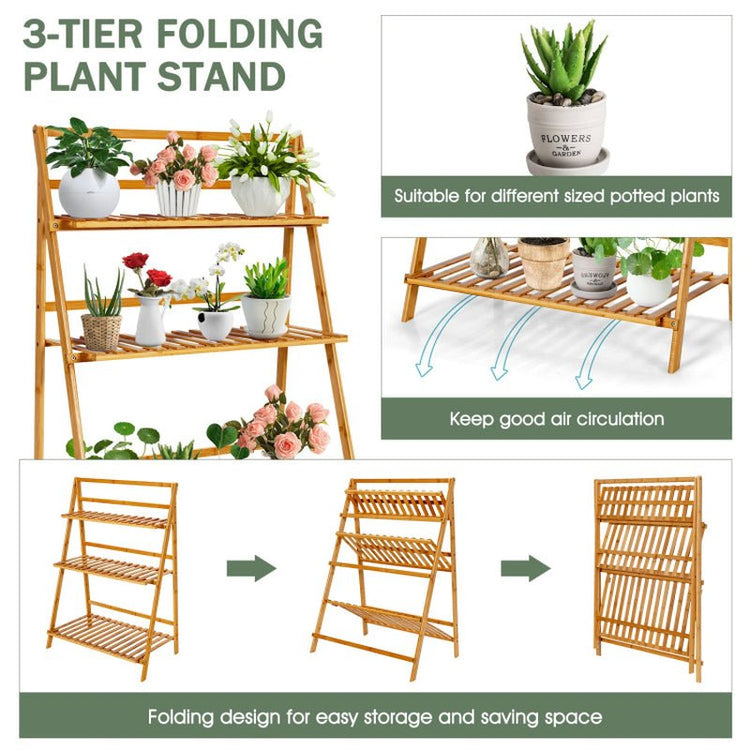 3-Tier Foldable Bamboo Plant Stand - Simply Sorted