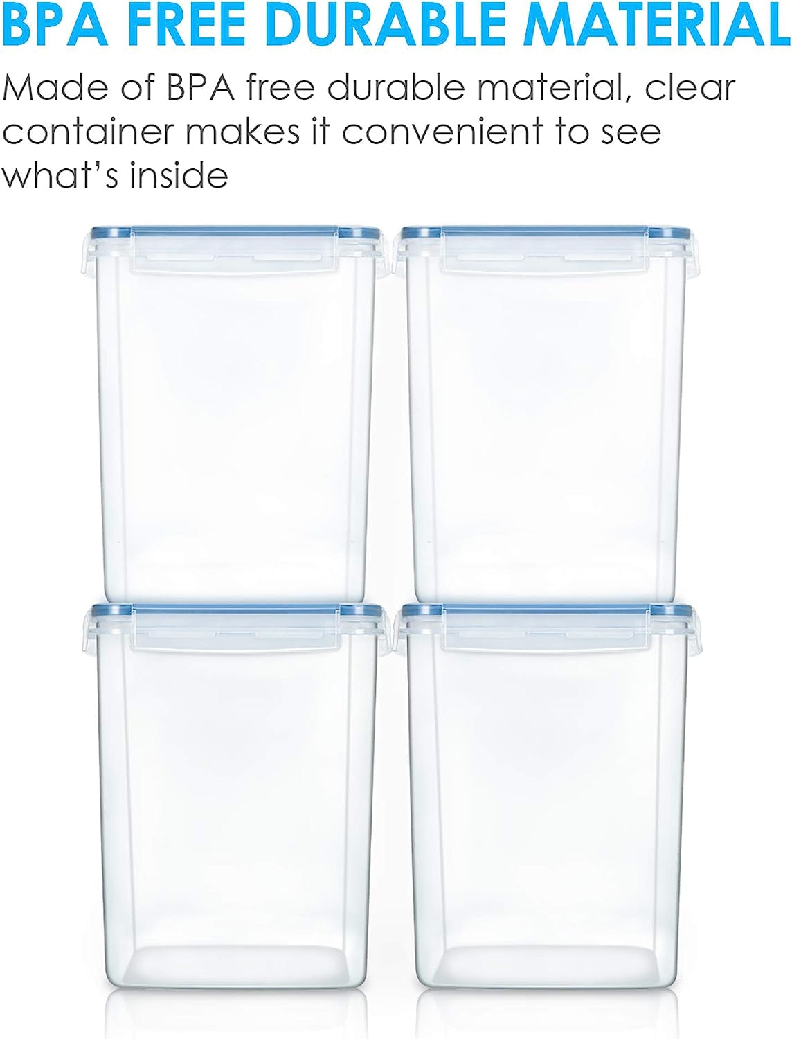 Keep Your Kitchen Organized! 🌟 4-Pack 5.2L BPA-Free Airtight Storage Containers for Flour, Sugar & More - Includes Lids, 4 Measuring Cups & 24 Labels! 💙