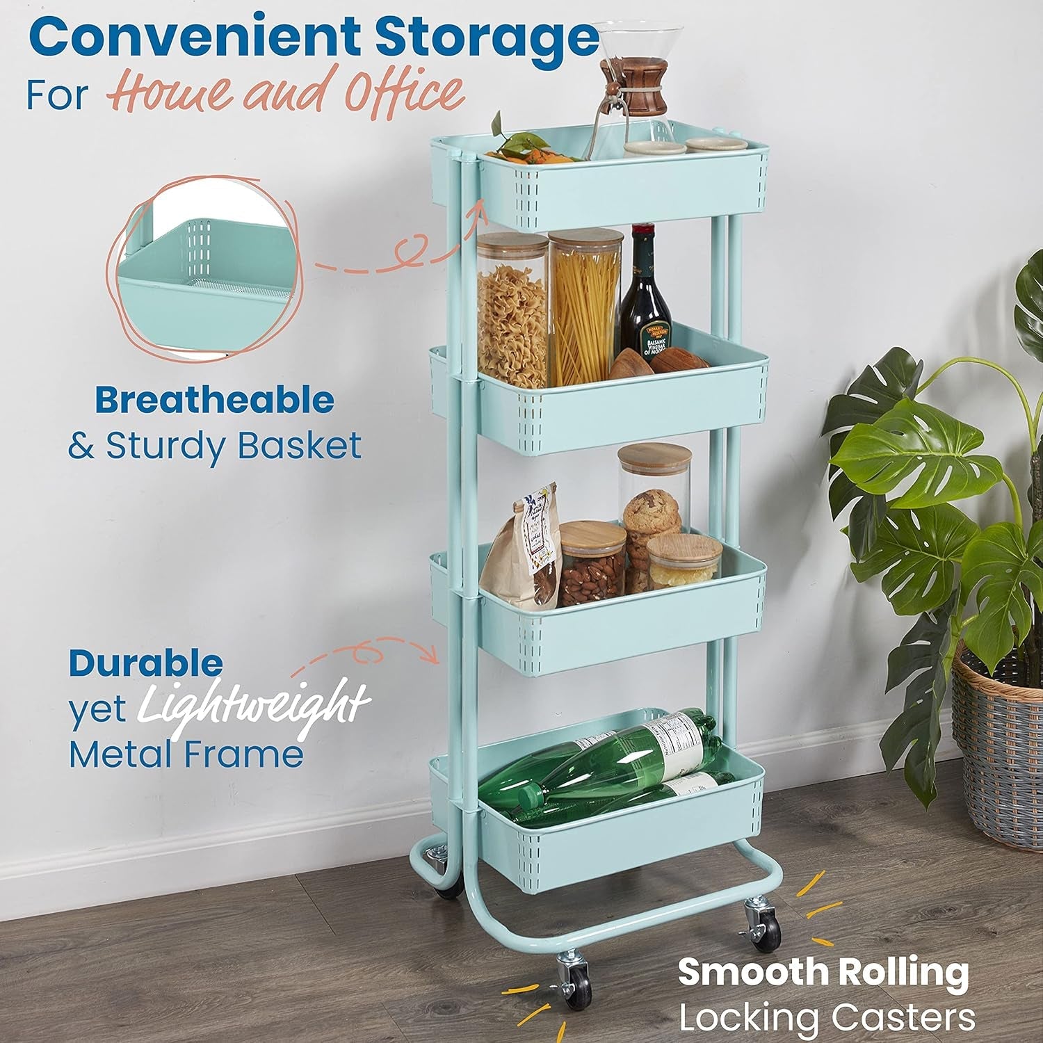4-Tier Rolling Storage Cart - Simply Sorted