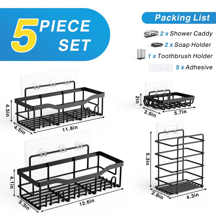 Adhesive Shower Caddy Set (5-Pack) - Simply Sorted