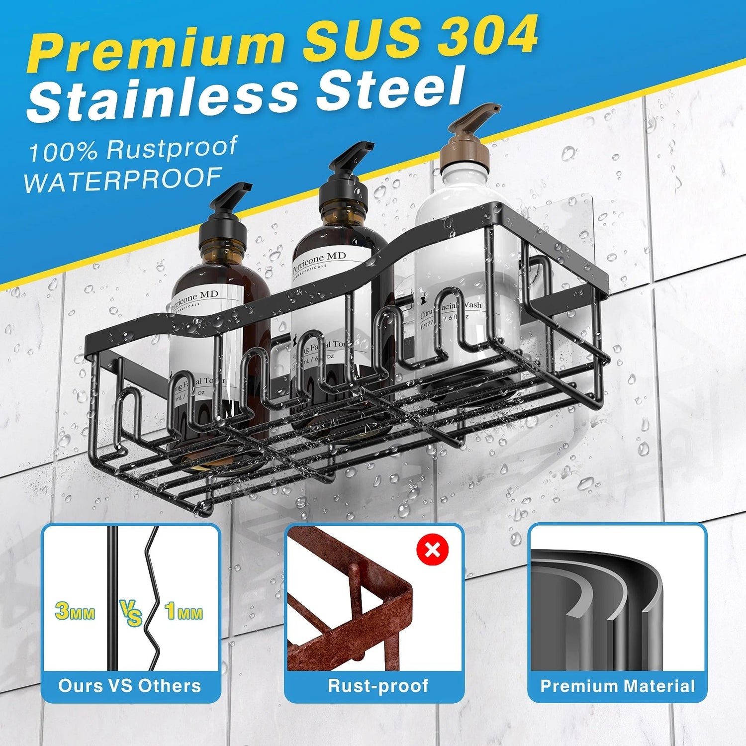 Adhesive Shower Caddy Set (5-Pack) - Simply Sorted