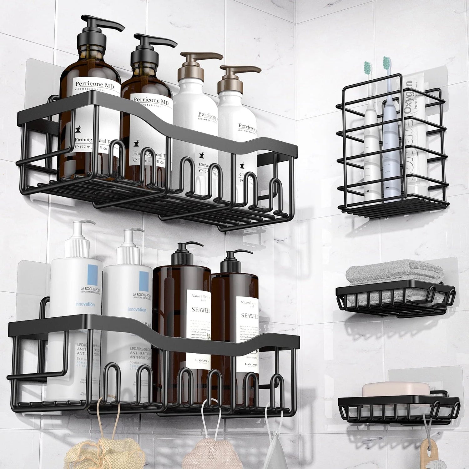 Adhesive Shower Caddy Set (5-Pack) - Simply Sorted