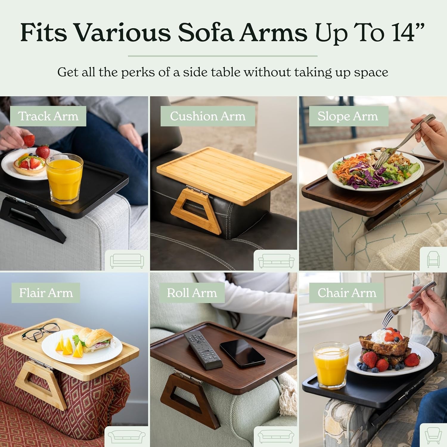 Bamboo Clip-On Couch Arm Table - Simply Sorted