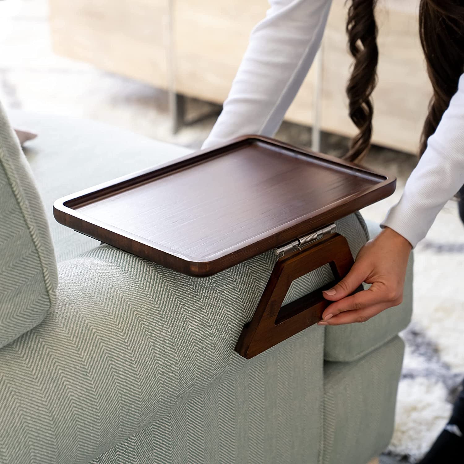 Bamboo Clip-On Couch Arm Table - Simply Sorted