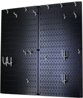 Kitchen Pegboard Organizer Pots and Pans Storage Rack Organization Kit with Black Pegboard and White Accessories