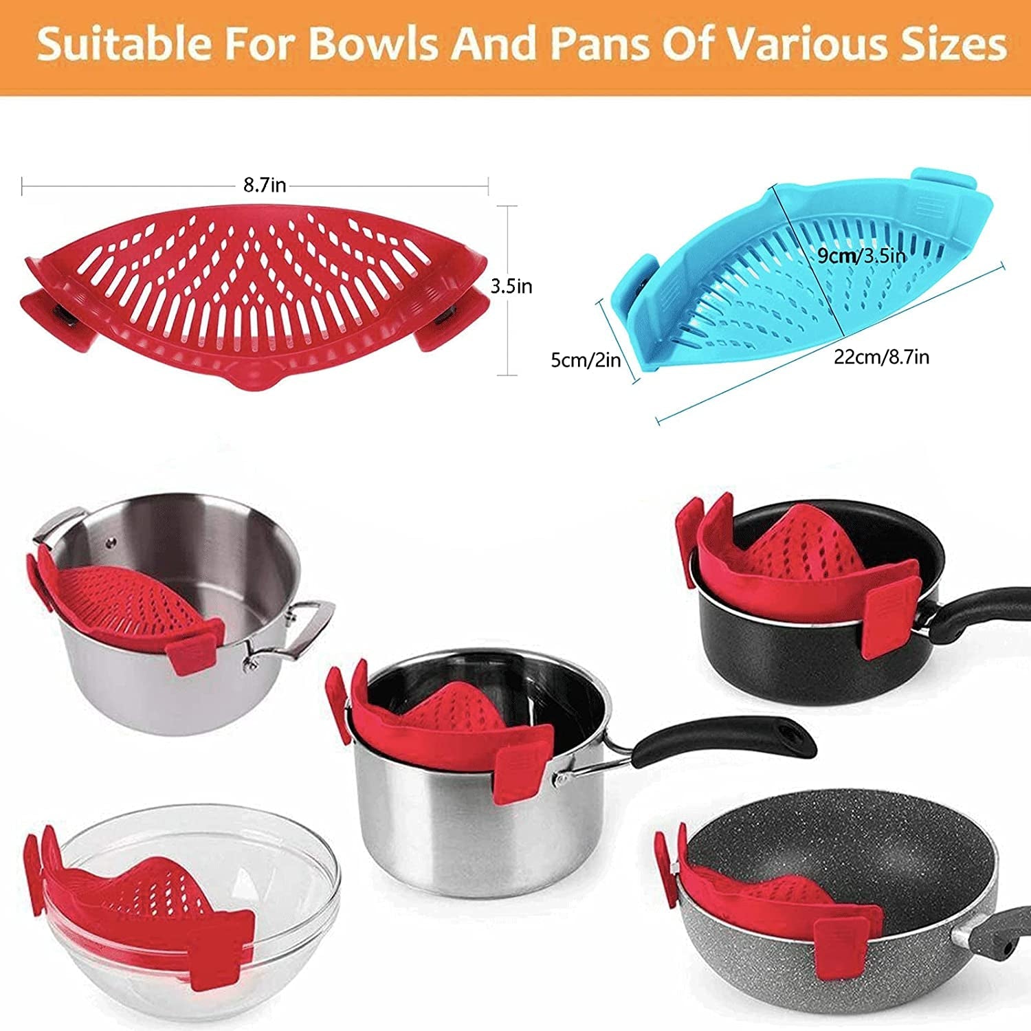 Clip-On Silicone Pot Strainer (Set of 2) - Simply Sorted