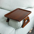 Bamboo Clip-On Couch Arm Table - Versatile Sofa Tray for TV Dinners, Remotes, Drinks, and Snacks, 13.75 x 9.5 Inches, Brown