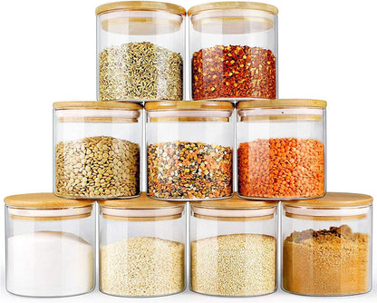 Glass Food Storage Jars with Bamboo Lids (9-Pack) - Simply Sorted