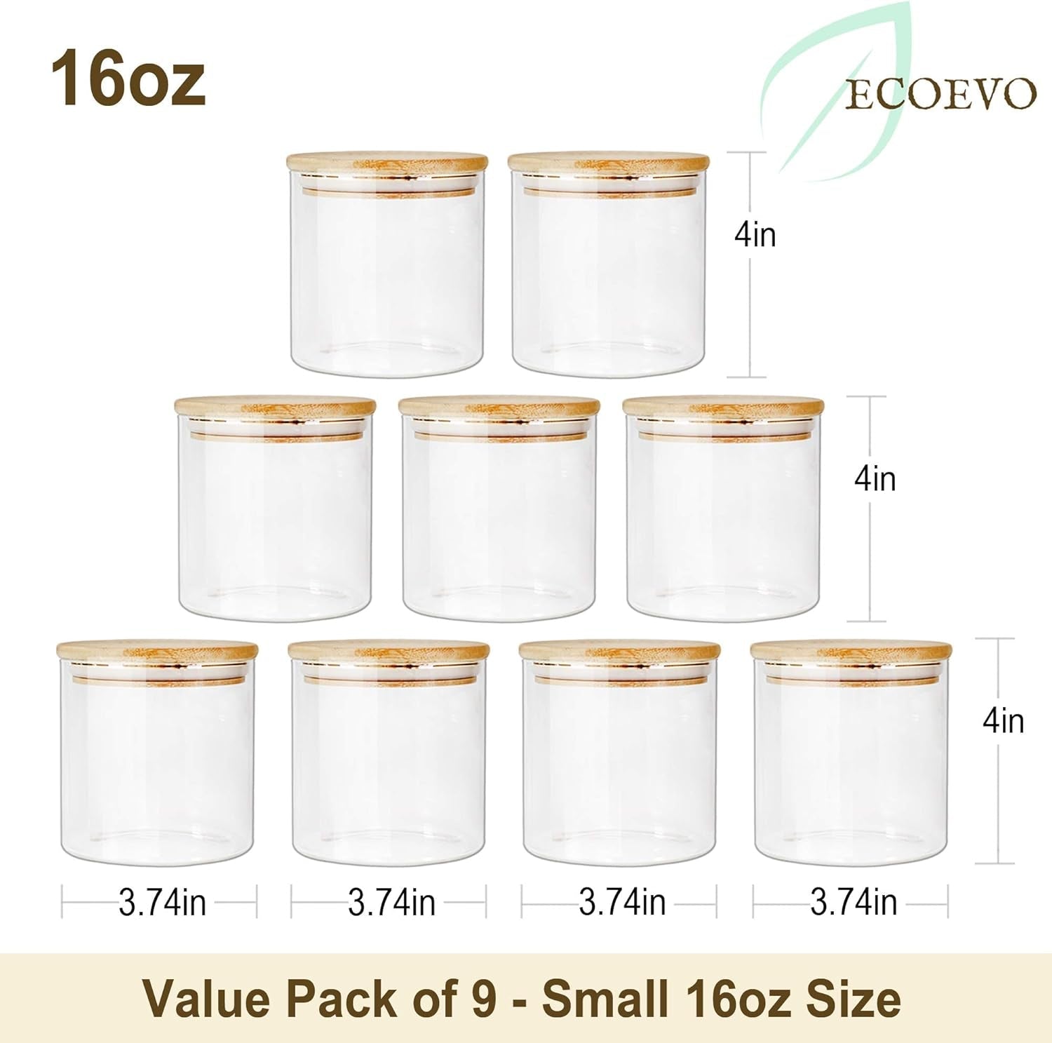 Glass Food Storage Jars with Bamboo Lids (9-Pack) - Simply Sorted
