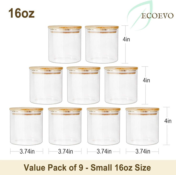 Glass Food Storage Jars with Bamboo Lids (9-Pack) - Simply Sorted