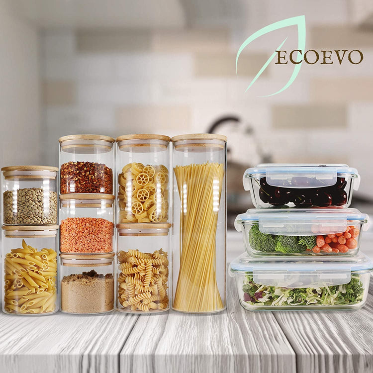Glass Food Storage Jars with Bamboo Lids (9-Pack) - Simply Sorted